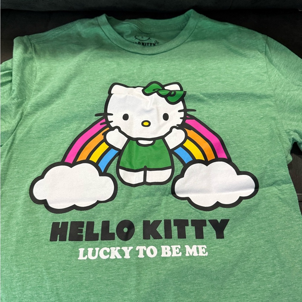 Hello Kitty Green and White Short Sleeve Tee